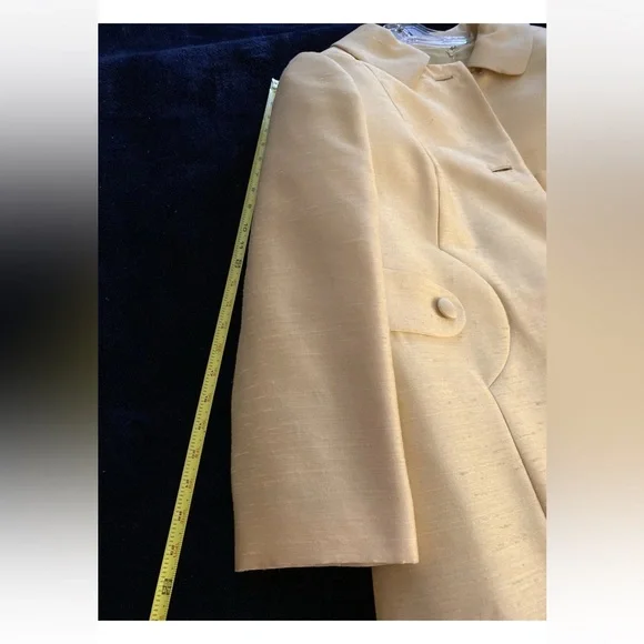 Vintage 1960s Ivory Silk Dress & Coat Set Jackie O Style Nordstrom Designer - Picture 12 of 14
